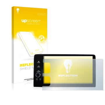 Face avant d’un emballage produit avec le logo de la marque upscreen. À côté, l’appareil Honda HR-V 2022 Navigationssystem est
