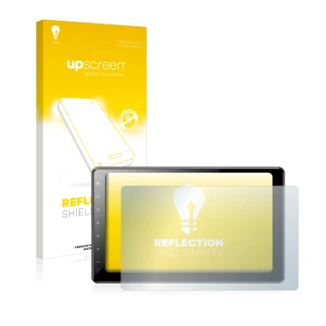 Face avant d’un emballage produit avec le logo de la marque upscreen. À côté, l’appareil Pioneer AVIC-Z1000DAB-C Navigation es