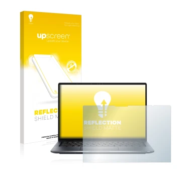 Face avant d’un emballage produit avec le logo de la marque upscreen. À côté, l’appareil Dell Latitude 9430 2-in-1 est représe
