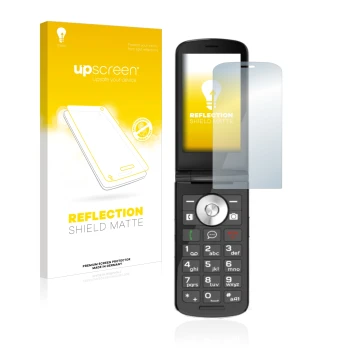 Face avant d’un emballage produit avec le logo de la marque upscreen. À côté, l’appareil Emporia TOUCHsmart.2 est représenté a