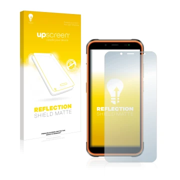 Face avant d’un emballage produit avec le logo de la marque upscreen. À côté, l’appareil Ulefone Power Armor 16 Pro est représ