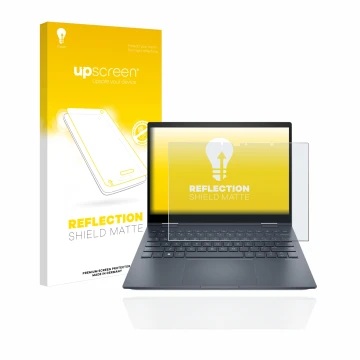 Face avant d’un emballage produit avec le logo de la marque upscreen. À côté, l’appareil HP Envy x360 13-bfxxx est représenté 