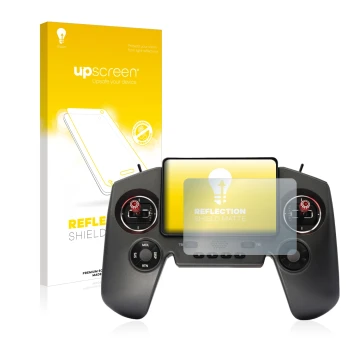 Face avant d’un emballage produit avec le logo de la marque upscreen. À côté, l’appareil FrSky Twin Lite est représenté avec l