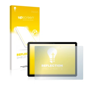 Face avant d’un emballage produit avec le logo de la marque upscreen. À côté, l’appareil Pritom M10 10.1