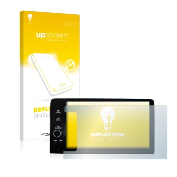 Face avant d’un emballage produit avec le logo de la marque upscreen. À côté, l’appareil Honda HR-V 2022 Navigationssystem con