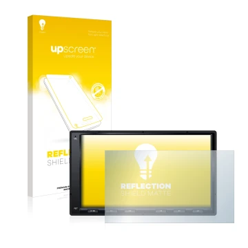 Face avant d’un emballage produit avec le logo de la marque upscreen. À côté, l’appareil Atoto A6 PF 7 Zoll est représenté ave