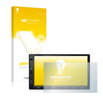 Face avant d’un emballage produit avec le logo de la marque upscreen. À côté, l’appareil Atoto S8 Standard 7 zoll est représen