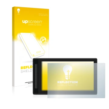Face avant d’un emballage produit avec le logo de la marque upscreen. À côté, l’appareil Huion Kamvas Pro 16 (2.5K) est représ