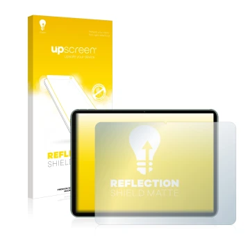 Face avant d’un emballage produit avec le logo de la marque upscreen. À côté, l’appareil OnePlus Pad est représenté avec la pr