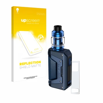 Face avant d’un emballage produit avec le logo de la marque upscreen. À côté, l’appareil GeekVape Aegis Legend 2 L200 est repr