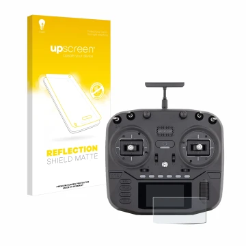 Face avant d’un emballage produit avec le logo de la marque upscreen. À côté, l’appareil Radiomaster Boxer est représenté avec