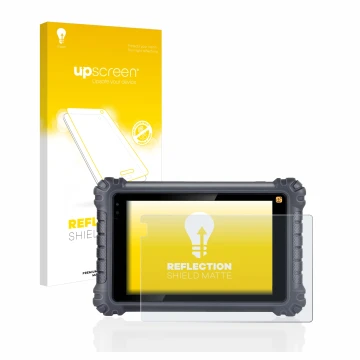 Face avant d’un emballage produit avec le logo de la marque upscreen. À côté, l’appareil Autel MaxiCom MK906Pro-TS est représe