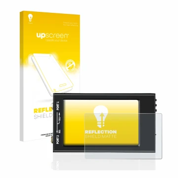 Face avant d’un emballage produit avec le logo de la marque upscreen. À côté, l’appareil SDRGEEK NanoVNA-F V2 est représenté a