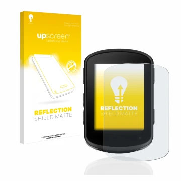 Face avant d’un emballage produit avec le logo de la marque upscreen. À côté, l’appareil Garmin Edge 840 est représenté avec l