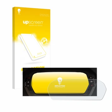 Face avant d’un emballage produit avec le logo de la marque upscreen. À côté, l’appareil Audi A3 2023 Virtual cockpit Plus est