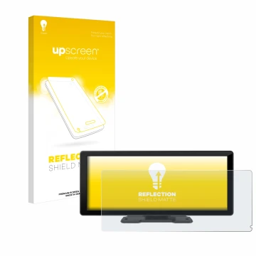 Face avant d’un emballage produit avec le logo de la marque upscreen. À côté, l’appareil Carpuride W103 10.3