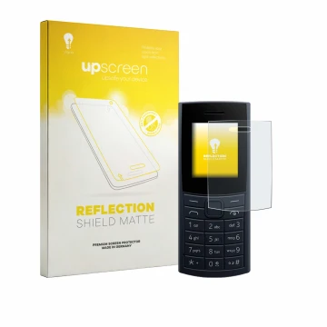 Face avant d’un emballage produit avec le logo de la marque upscreen. À côté, l’appareil Nokia 110 4G (2023) est représenté av