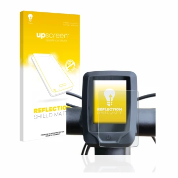 Face avant d’un emballage produit avec le logo de la marque upscreen. À côté, l’appareil Specialized turbo vado 4.0 2022 (E-Bi