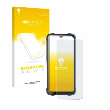 Face avant d’un emballage produit avec le logo de la marque upscreen. À côté, l’appareil Cubot King Kong 9 est représenté avec