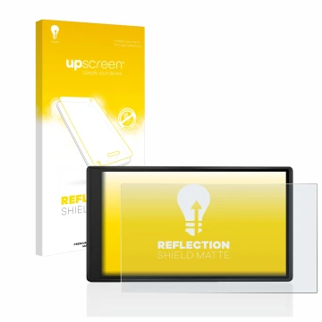 Face avant d’un emballage produit avec le logo de la marque upscreen. À côté, l’appareil Garmin Drive 55 est représenté avec l