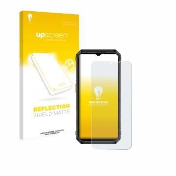 Face avant d’un emballage produit avec le logo de la marque upscreen. À côté, l’appareil Ulefone Power Armor 19T est représent