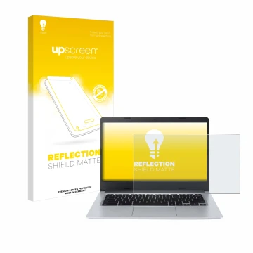 Face avant d’un emballage produit avec le logo de la marque upscreen. À côté, l’appareil Acer Chromebook Spin 314 CB314-2HT es