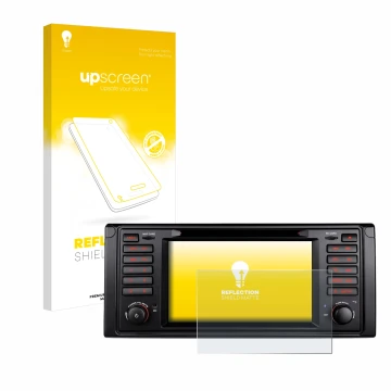 Face avant d’un emballage produit avec le logo de la marque upscreen. À côté, l’appareil Xtrons IQ7039B est représenté avec la