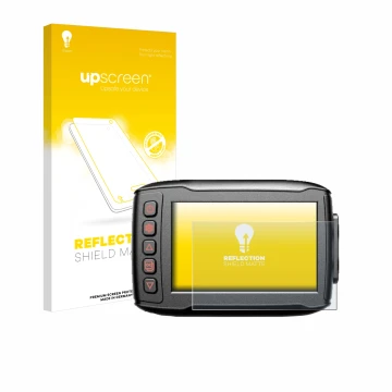 Face avant d’un emballage produit avec le logo de la marque upscreen. À côté, l’appareil Blueskysea DV999 est représenté avec 