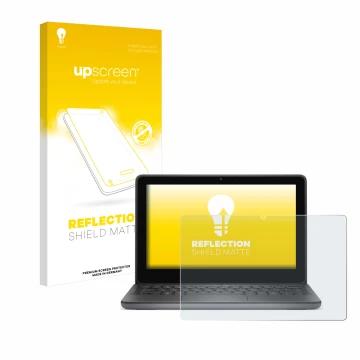 Face avant d’un emballage produit avec le logo de la marque upscreen. À côté, l’appareil Dell Latitude 3140 2-in-1 est représe