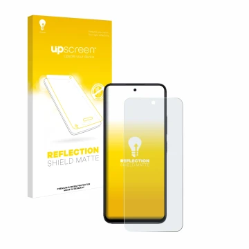 Face avant d’un emballage produit avec le logo de la marque upscreen. À côté, l’appareil Xiaomi Redmi 12 est représenté avec l
