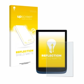 Face avant d’un emballage produit avec le logo de la marque upscreen. À côté, l’appareil Vivlio InkPad 3 est représenté avec l