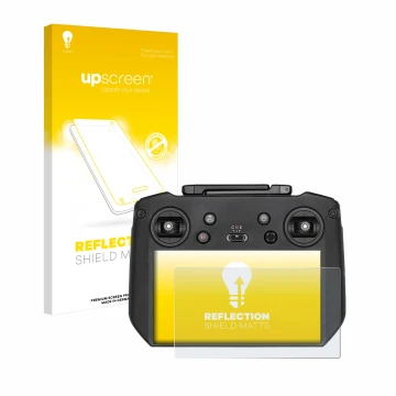 Face avant d’un emballage produit avec le logo de la marque upscreen. À côté, l’appareil DJI Mavic 3 RC Pro est représenté ave