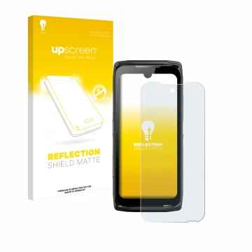 Face avant d’un emballage produit avec le logo de la marque upscreen. À côté, l’appareil Crosscall Core-Z5 est représenté avec