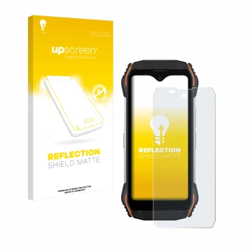 Face avant d’un emballage produit avec le logo de la marque upscreen. À côté, l’appareil Blackview N6000 est représenté avec l