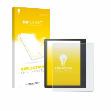 Face avant d’un emballage produit avec le logo de la marque upscreen. À côté, l’appareil Kobo Elipsa 2E est représenté avec la