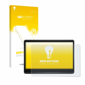 Face avant d’un emballage produit avec le logo de la marque upscreen. À côté, l’appareil ASUS ExpertCenter E1 AIO E1600 est re