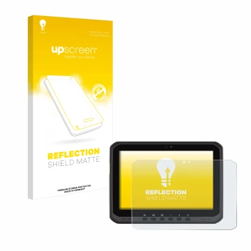 Face avant d’un emballage produit avec le logo de la marque upscreen. À côté, l’appareil Zebra ET60 est représenté avec la pro