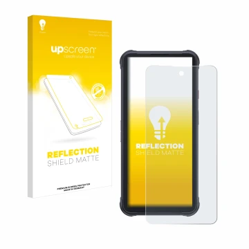Face avant d’un emballage produit avec le logo de la marque upscreen. À côté, l’appareil Cubot King Kong Power est représenté 