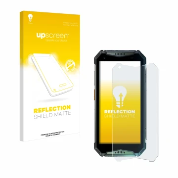 Face avant d’un emballage produit avec le logo de la marque upscreen. À côté, l’appareil Ulefone Armor 20WT est représenté ave