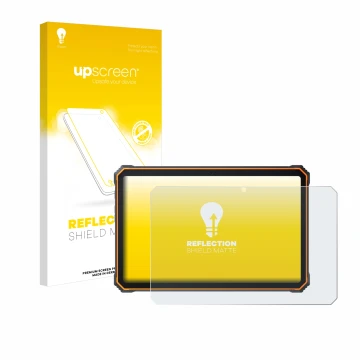 Face avant d’un emballage produit avec le logo de la marque upscreen. À côté, l’appareil Blackview Active 8 Pro 10.36