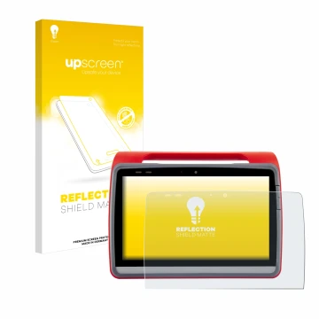 Face avant d’un emballage produit avec le logo de la marque upscreen. À côté, l’appareil medDV NIDApad est représenté avec la 