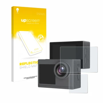 Face avant d’un emballage produit avec le logo de la marque upscreen. À côté, l’appareil Akaso Brave 4 Pro est représenté avec