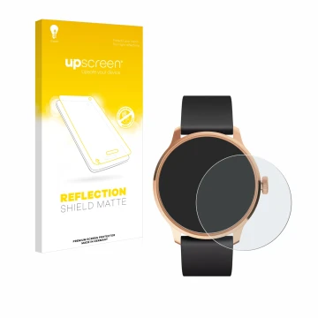 Face avant d’un emballage produit avec le logo de la marque upscreen. À côté, l’appareil Withings ScanWatch Light est représen