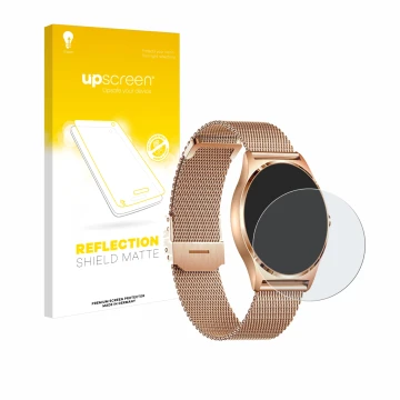 Face avant d’un emballage produit avec le logo de la marque upscreen. À côté, l’appareil Xcoast X-Watch Joli XC Pro est représ