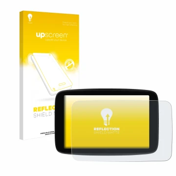 Face avant d’un emballage produit avec le logo de la marque upscreen. À côté, l’appareil TomTom GO Superior 7