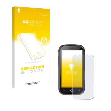 Face avant d’un emballage produit avec le logo de la marque upscreen. À côté, l’appareil Unihertz Jelly Star est représenté av
