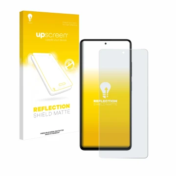 Face avant d’un emballage produit avec le logo de la marque upscreen. À côté, l’appareil Xiaomi Redmi Note 12 Pro+ est représe