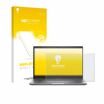 Face avant d’un emballage produit avec le logo de la marque upscreen. À côté, l’appareil Dell Latitude 5340 Laptop est représe