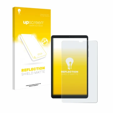 Face avant d’un emballage produit avec le logo de la marque upscreen. À côté, l’appareil Blackview Tab 60 8.68