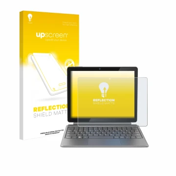 Face avant d’un emballage produit avec le logo de la marque upscreen. À côté, l’appareil Alldocube iWork 20 Pro est représenté